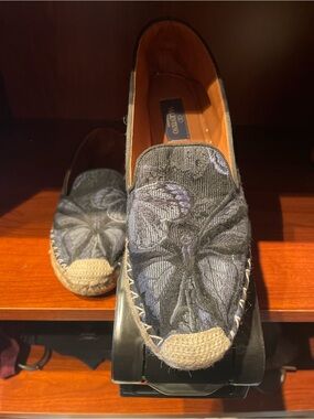 Valentino Camu Butterfly Navy Embroidered  Espadrille Loafers